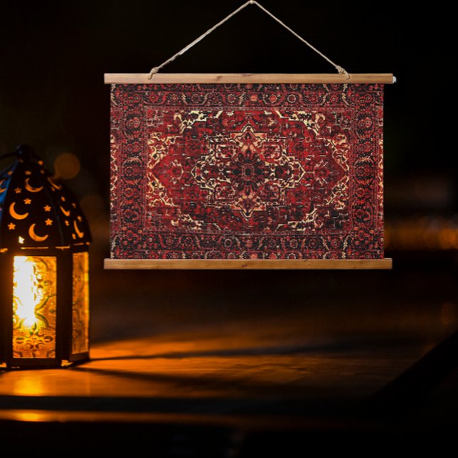 Oriental rug pattern in  dark red hanging tapestry (Creator Uploaded)