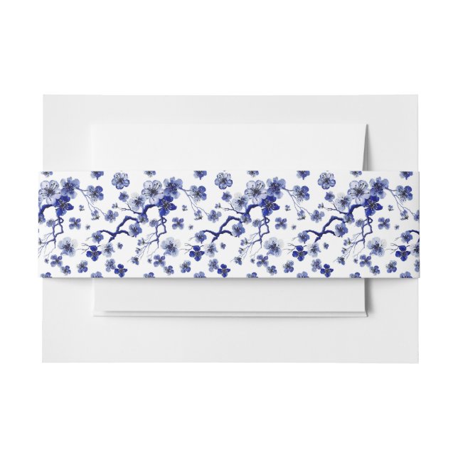 Oriental Sakura Branch Pattern Invitation Belly Band (Front Example)