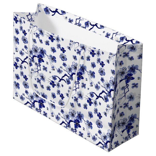 Oriental Sakura Branch Pattern Large Gift Bag (Front Angled)