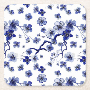 Oriental Sakura Branch Pattern Square Paper Coaster