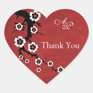 Oriental Sakura Thank You Wedding Sticker