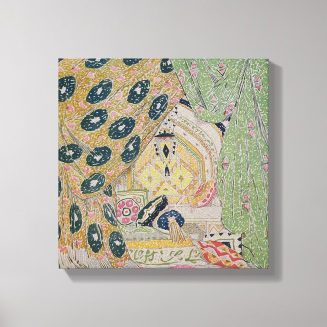 Oriental Scenery Design (colour litho) Canvas Print (Front)