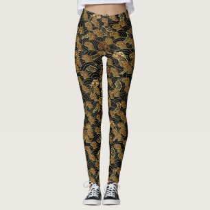 Oriental Sea Dragon Pattern Leggings