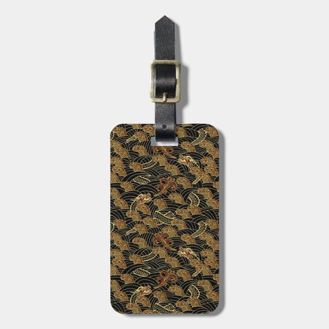 Oriental Sea Dragon Pattern Luggage Tag (Front Vertical)