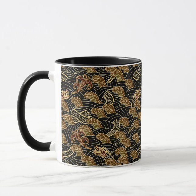 Oriental Sea Dragon Pattern Mug (Left)