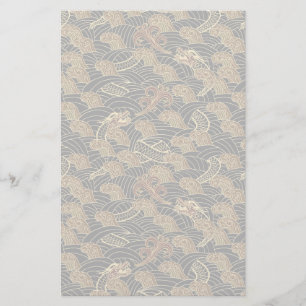 Oriental Sea Dragon Pattern Stationery