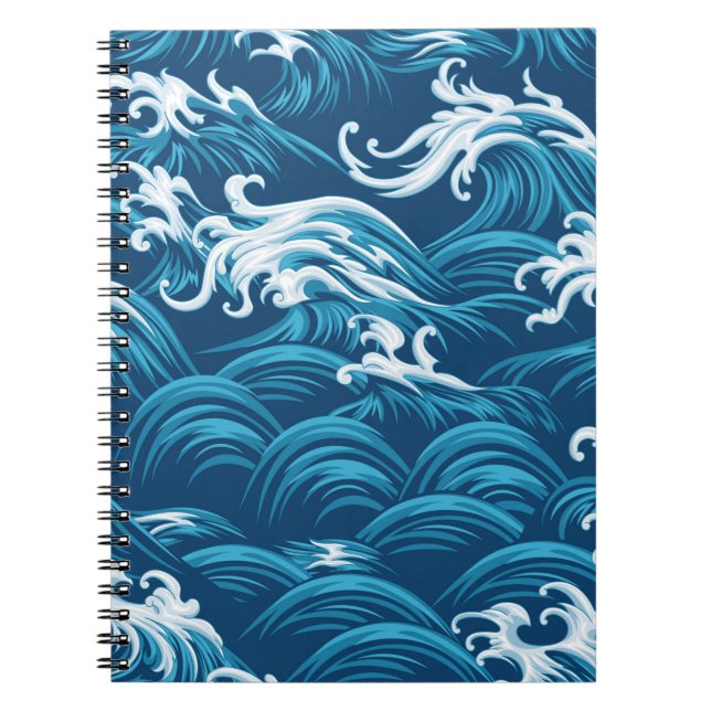 Oriental sea seamless decorative pattern notebook (Front)