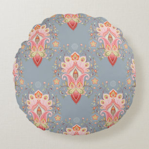 Oriental seamless background with paisley flower a round cushion