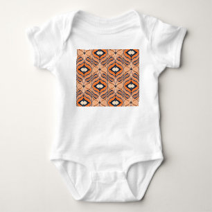 Oriental Seamless: Black Orange Ornament Baby Bodysuit
