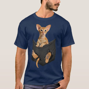Oriental Shorthair Cat In Pocket T-Shirt