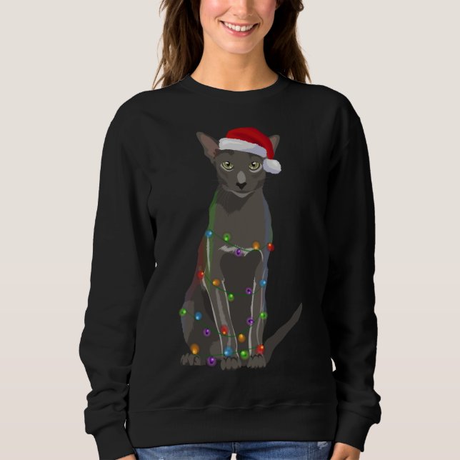 Oriental Shorthair Christmas Lights Xmas Cat Lover Sweatshirt (Front)
