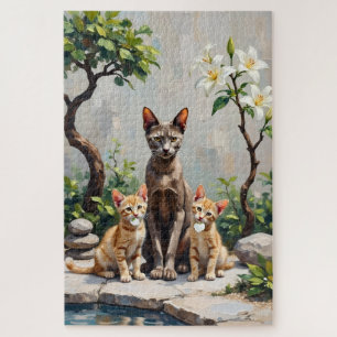 Oriental Shorthair Zen Lily Garden Art Jigsaw Puzzle
