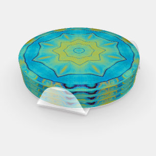 Oriental Star in Blue and Yellow Coaster Set