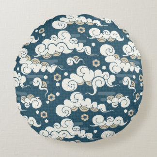 Oriental-style cloud pattern round cushion