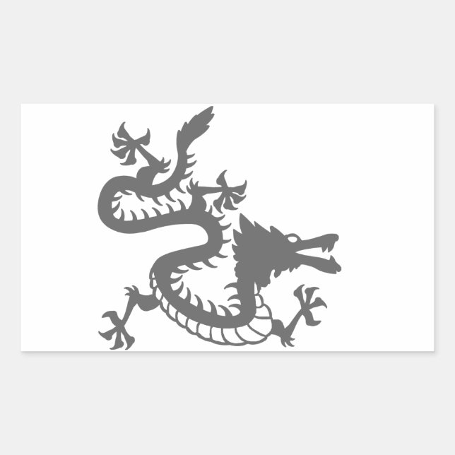 Oriental Style Dragon Rectangular Sticker (Front)