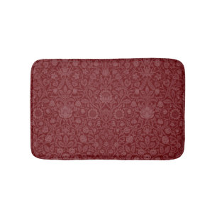 Oriental style floral design in dark red bath mat