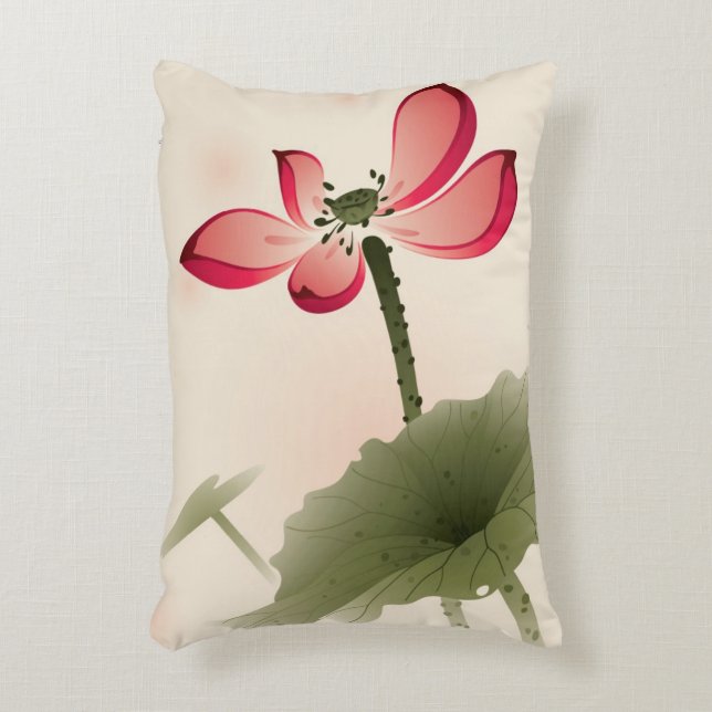 Oriental style Lotus Decorative Cushion (Front(Vertical))