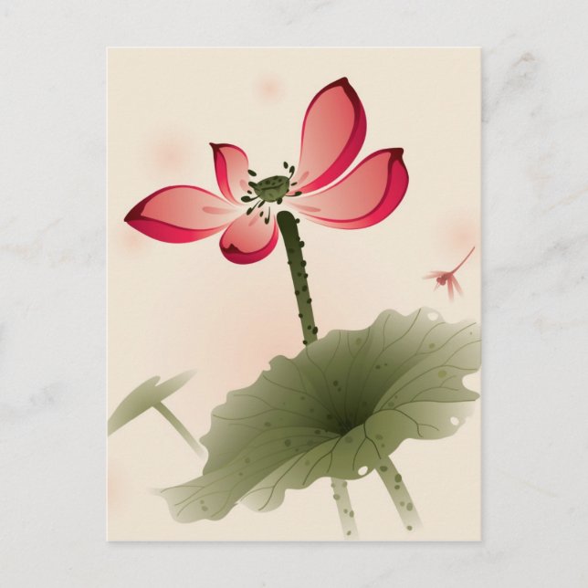 Oriental style Lotus Postcard (Front)