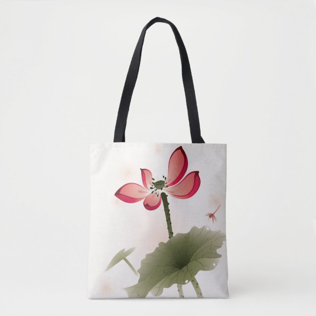Oriental style Lotus Tote Bag (Front)