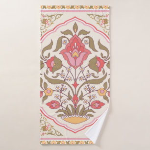 Oriental style ornate floral design bath towel