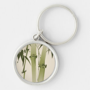 Oriental style painting, bamboo branches 2 key ring