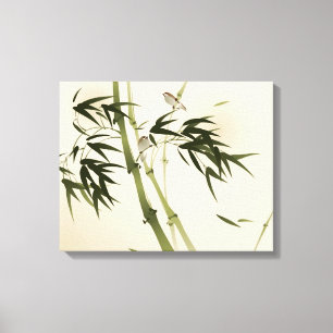 Oriental style painting, bamboo branches canvas print