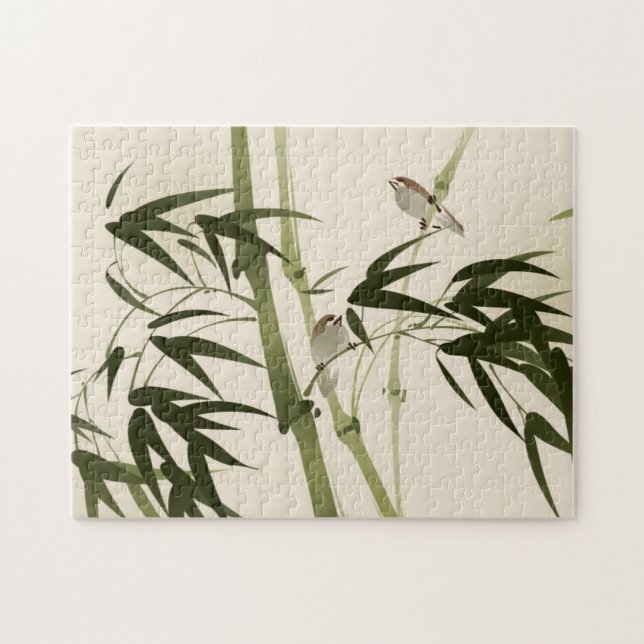 Oriental style painting, bamboo branches jigsaw puzzle (Horizontal)