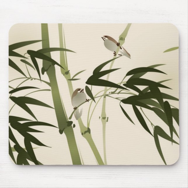 Oriental style painting, bamboo branches mouse pad (Front)