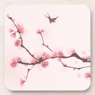 Oriental style painting, cherry blossom coaster