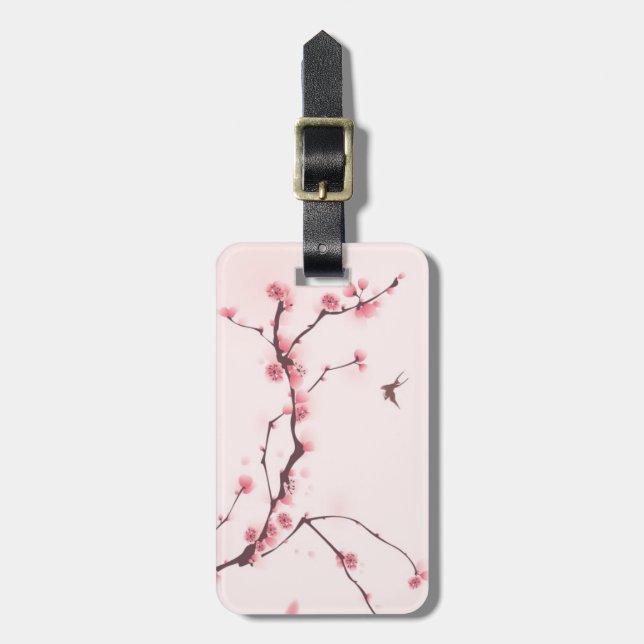 Oriental style painting, cherry blossom luggage tag (Front Vertical)