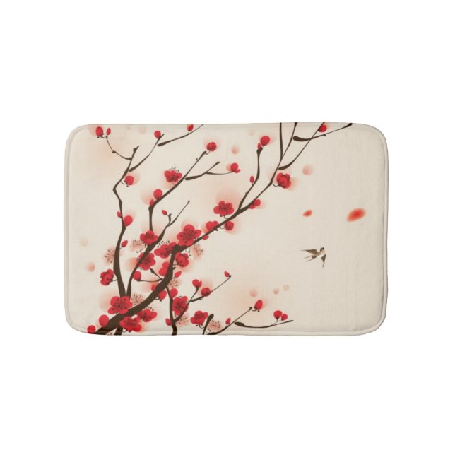 Oriental style painting, plum blossom in spring 2 bath mat (Front)