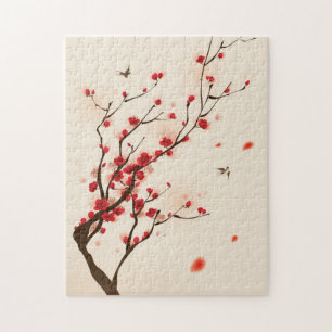 Oriental style painting, plum blossom in spring 2 jigsaw puzzle