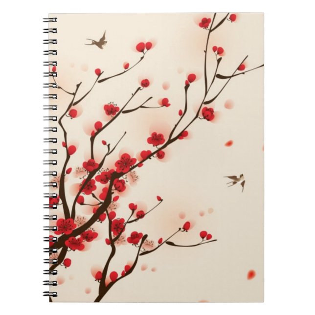 Oriental style painting, plum blossom in spring 2 spiral notebook (Front)