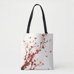 Oriental style painting, plum blossom in spring 2 tote bag