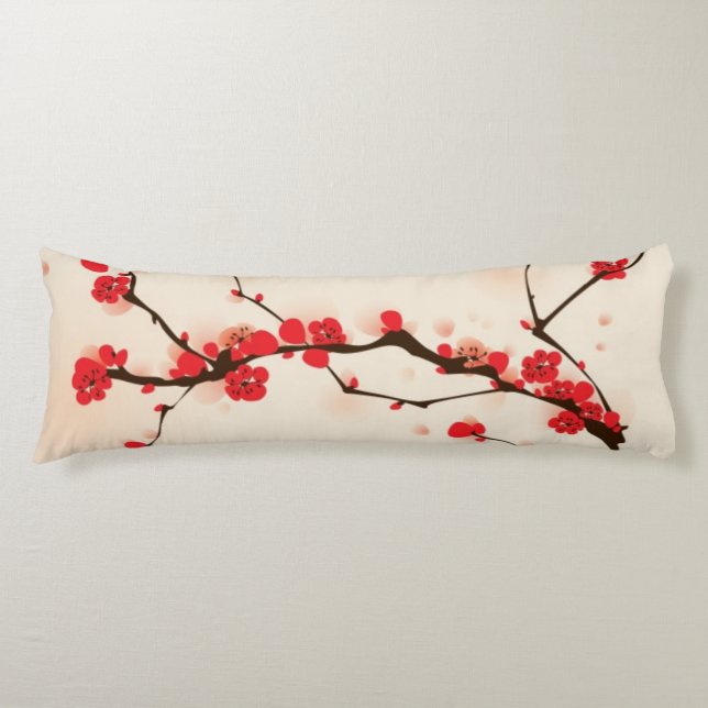 Oriental style painting, plum blossom in spring 3 body cushion (Front)