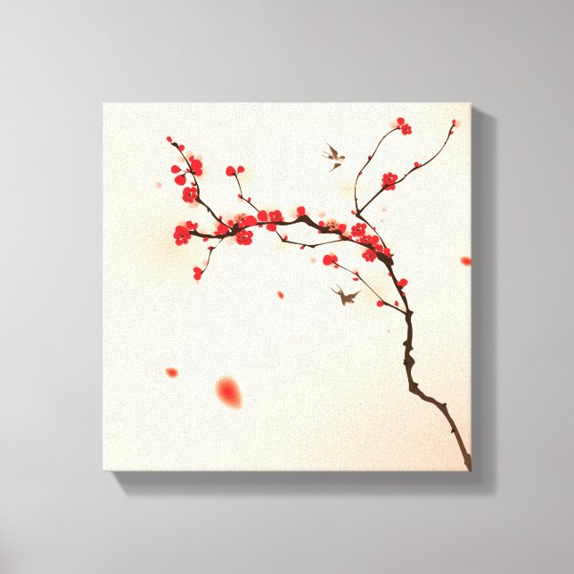 Oriental style painting, plum blossom in spring 3 canvas print (Front)