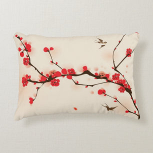 Oriental style painting, plum blossom in spring 3 decorative cushion