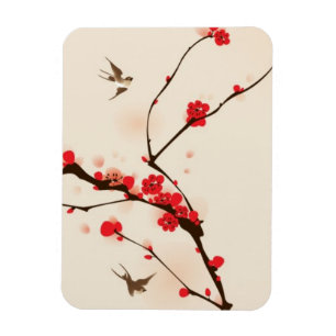 Oriental style painting, plum blossom in spring 3 magnet