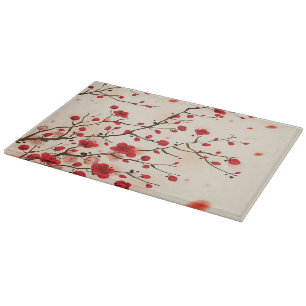 Oriental style painting, plum blossom in spring cutting board