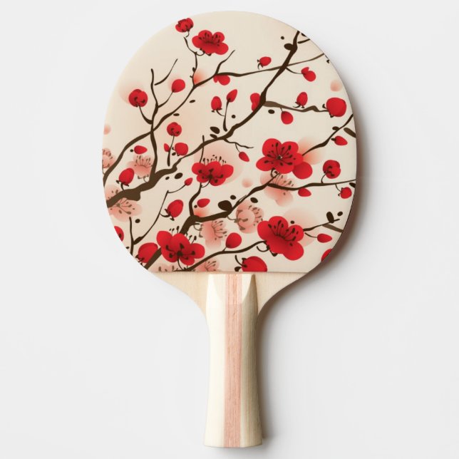 Oriental style painting, plum blossom in spring ping pong paddle (Front)