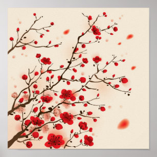 Oriental style painting, plum blossom in spring poster