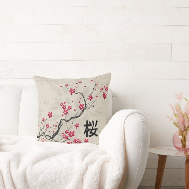 Oriental Style Sakura Cherry Blossom Art Cushion (Couch)