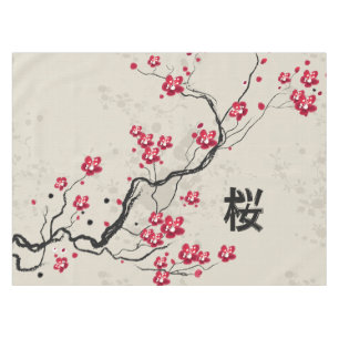 Oriental Style Sakura Cherry Blossom Art Tablecloth