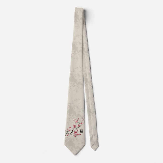 Oriental Style Sakura Cherry Blossom Art Tie (Front)