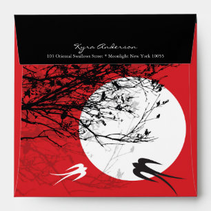 Oriental Swallows in Moonlight Custom Envelope