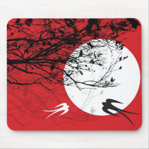 Oriental Swallows in Moonlight Mousepad