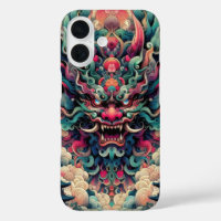 Oriental symetrical abstract Oni demon face tattoo