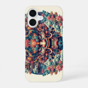 Oriental symetrical abstract Oni demon face tattoo iPhone 16 Case