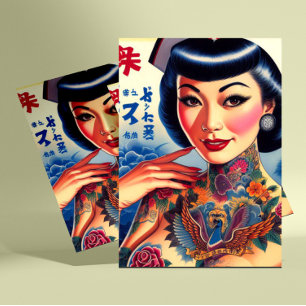 Oriental Tattoo Girl Postcard
