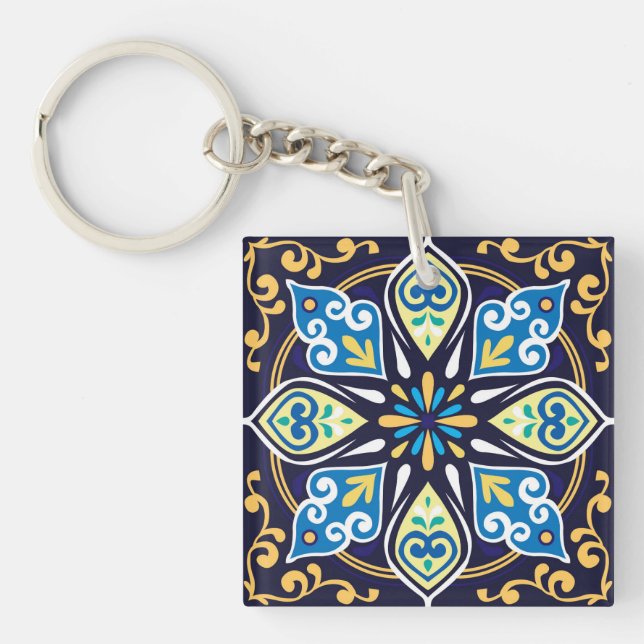 Oriental tiles, Azulejos  Key Ring (Front)
